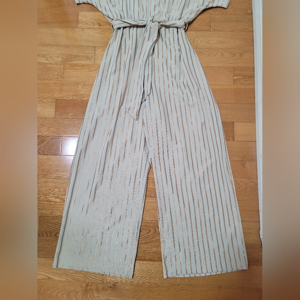 H&M Beige Striped Wide Leg Jumpsuit - Picture 7 of 12